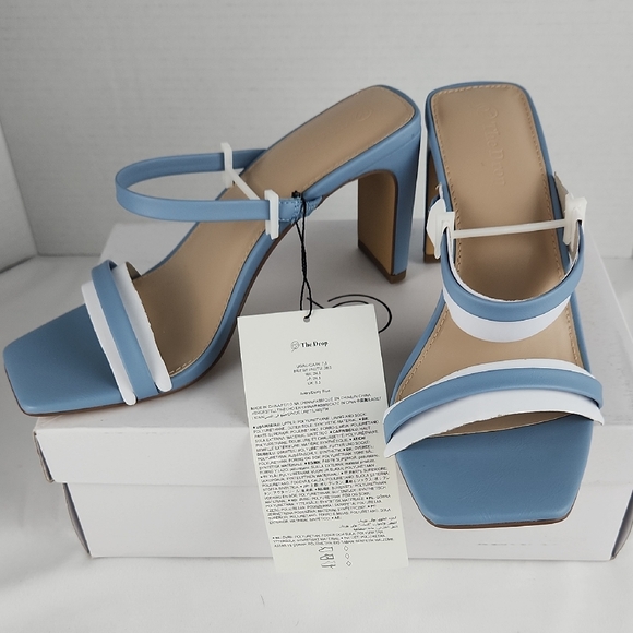 The Drop Women's Avery Square Toe Two Strap High Heeled Sandal - Picture 1 of 6